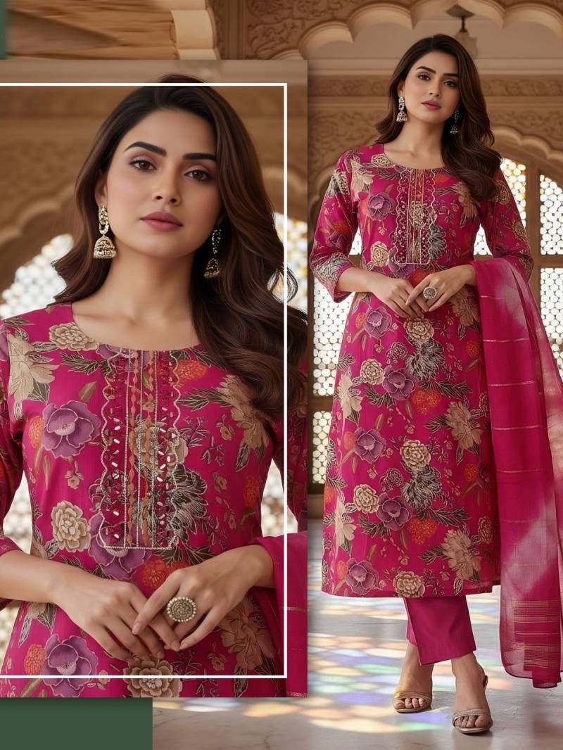 Naisha K 420 Vetican Discharge Print Work Kurti Pant And Dupatta