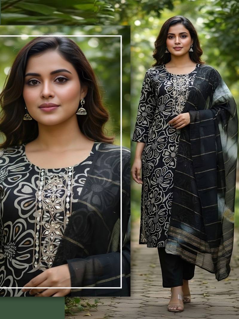 Naisha K 420 Vetican Discharge Print Work Kurti Pant And Dupatta