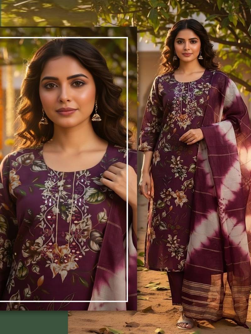 Naisha K 420 Vetican Discharge Print Work Kurti Pant And Dupatta