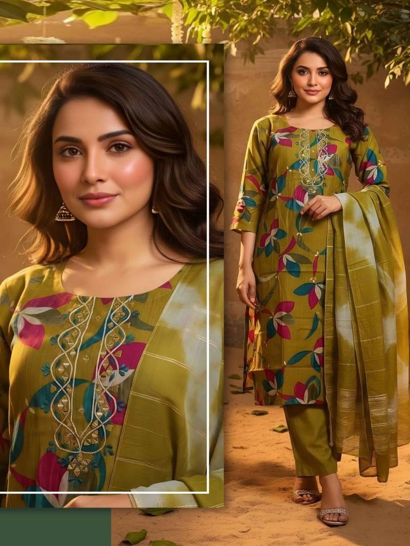 Naisha K 420 Vetican Discharge Print Work Kurti Pant And Dupatta