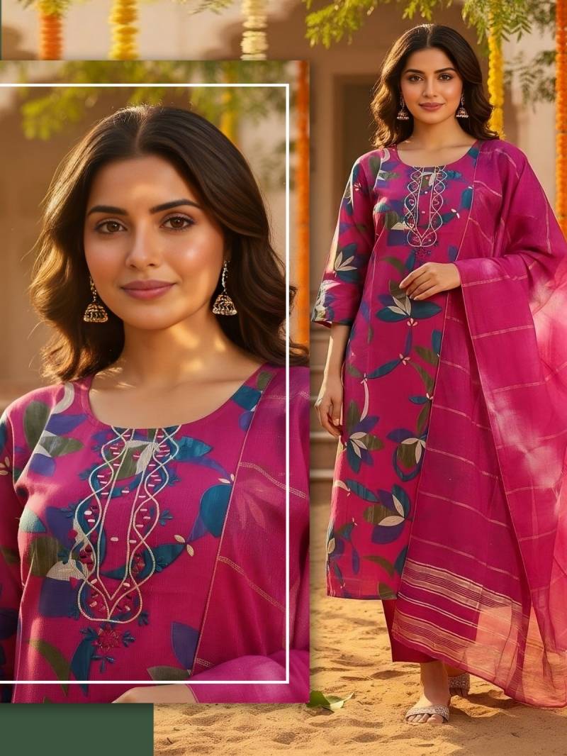 Naisha K 420 Vetican Discharge Print Work Kurti Pant And Dupatta