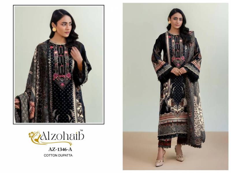 Alzohaib Aalsha Vol 1 Chiffon Dupatta Cotton Work Pakistani Salwar Kameez