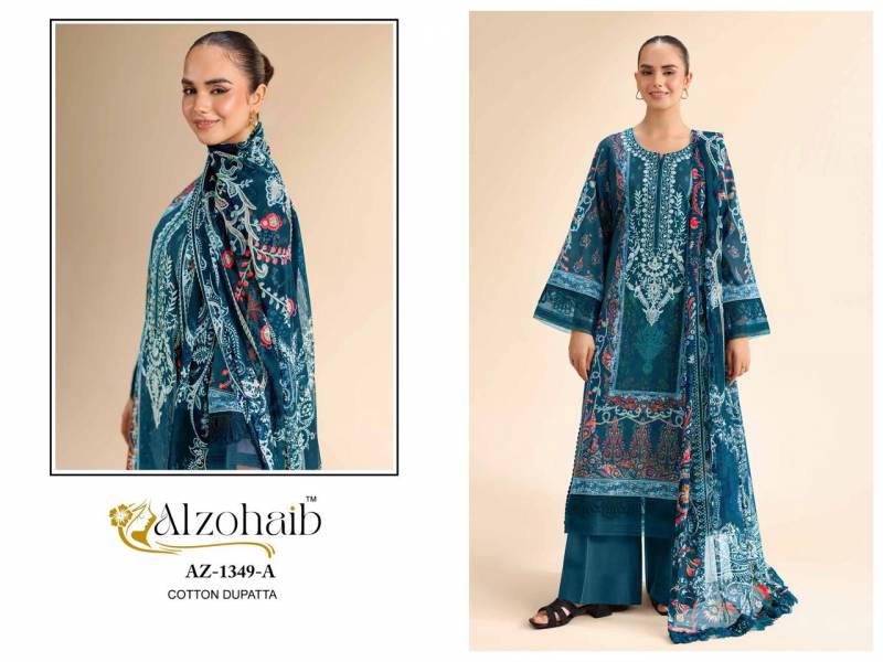 Alzohaib Aalsha Vol 1 Chiffon Dupatta Cotton Work Pakistani Salwar Kameez