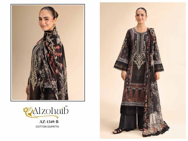 Alzohaib Aalsha Vol 1 Chiffon Dupatta Cotton Work Pakistani Salwar Kameez