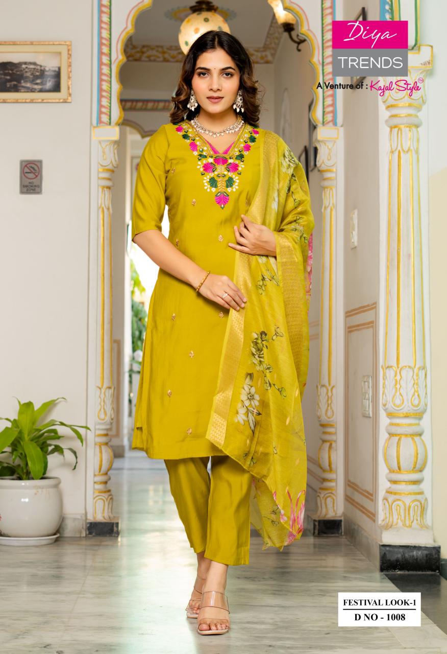Festive Look 1 By Diya Trends Roman Silk Embroidery Kurti Bottom With Dupatta