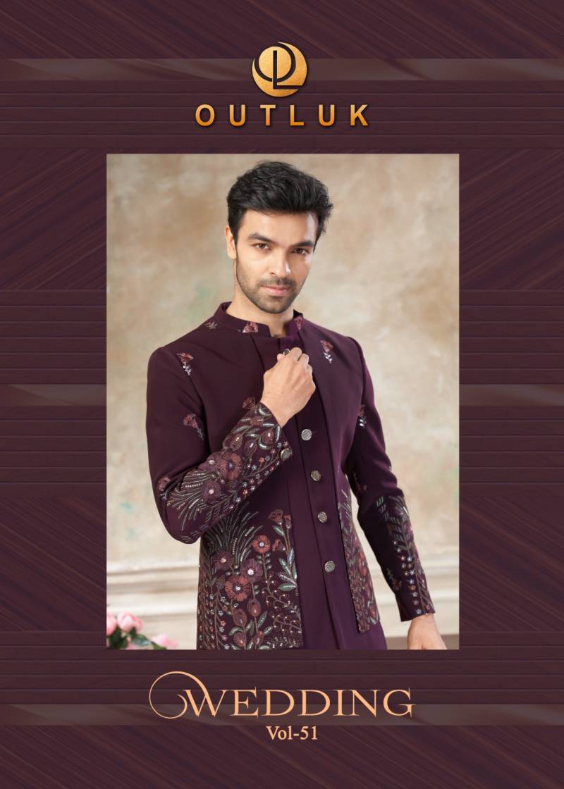 Outluk Wedding Collection Vol 51 Rayon Embroidery Work Top And Bottom