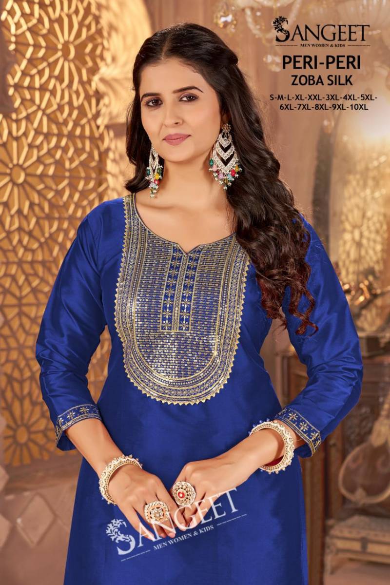 Sangeet Peri Peri Zoba Silk Womens Wear Kurti And Bottom Collection