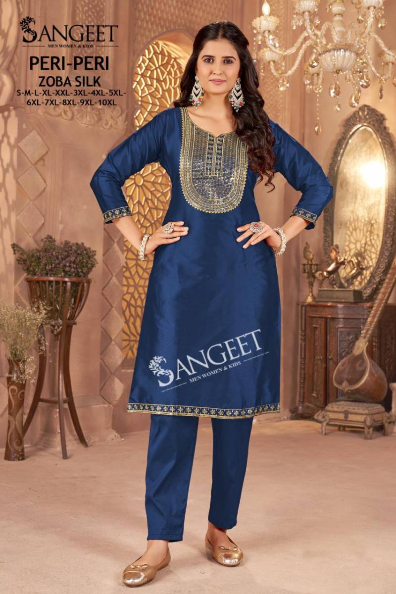Sangeet Peri Peri Zoba Silk Womens Wear Kurti And Bottom Collection