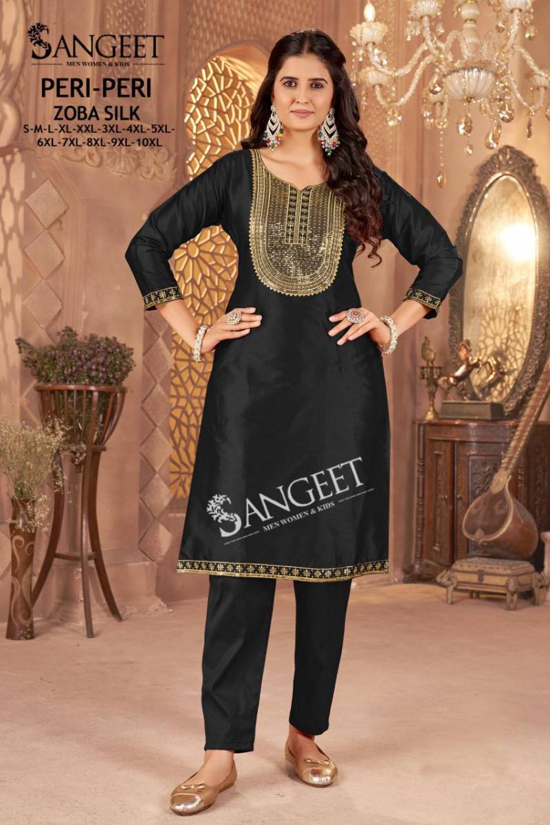 Sangeet Peri Peri Zoba Silk Womens Wear Kurti And Bottom Collection