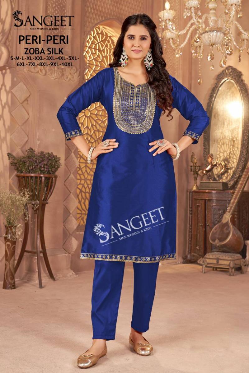 Sangeet Peri Peri Zoba Silk Womens Wear Kurti And Bottom Collection
