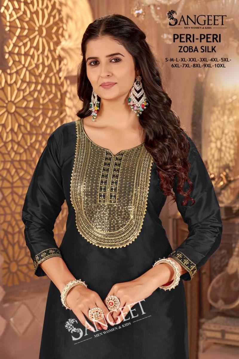 Sangeet Peri Peri Zoba Silk Womens Wear Kurti And Bottom Collection