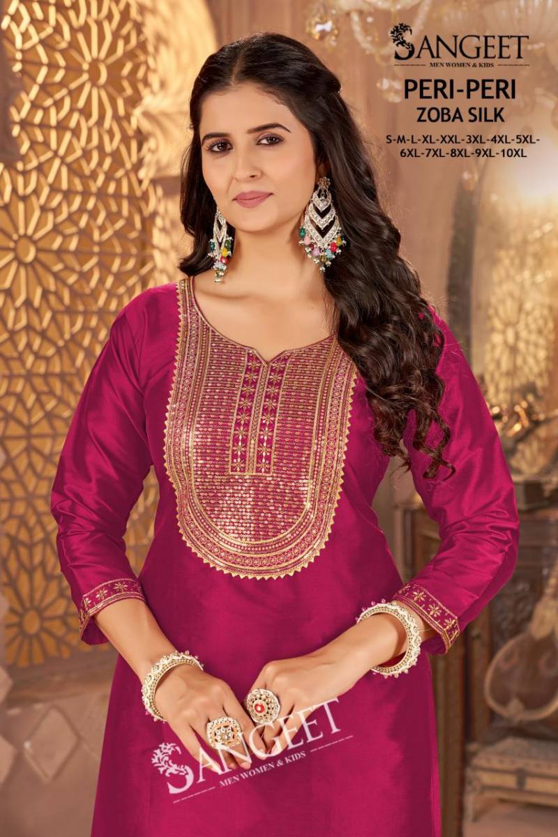 Sangeet Peri Peri Zoba Silk Womens Wear Kurti And Bottom Collection