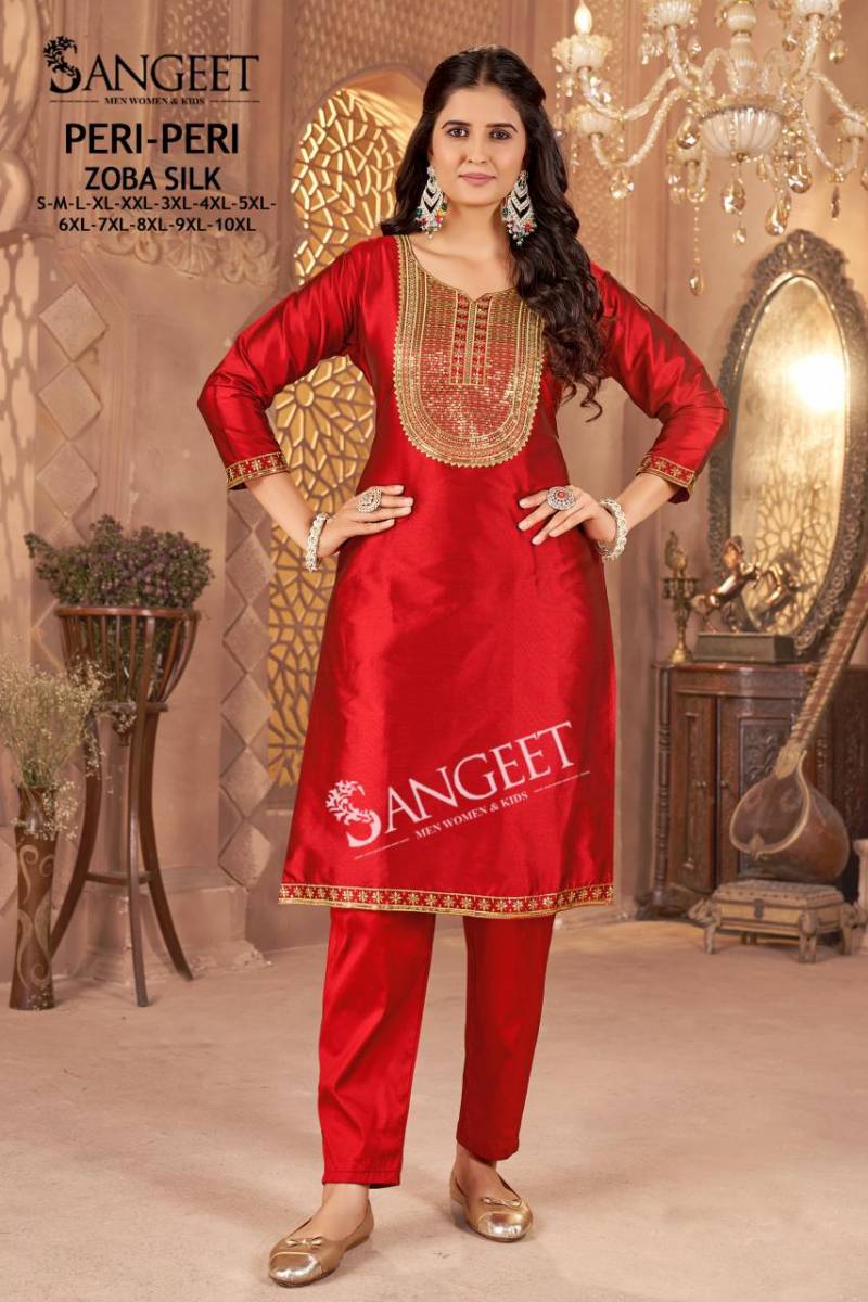 Sangeet Peri Peri Zoba Silk Womens Wear Kurti And Bottom Collection