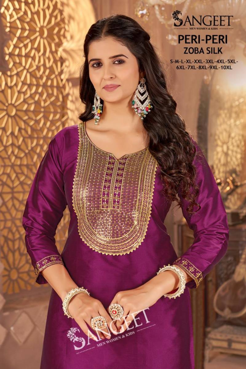 Sangeet Peri Peri Zoba Silk Womens Wear Kurti And Bottom Collection
