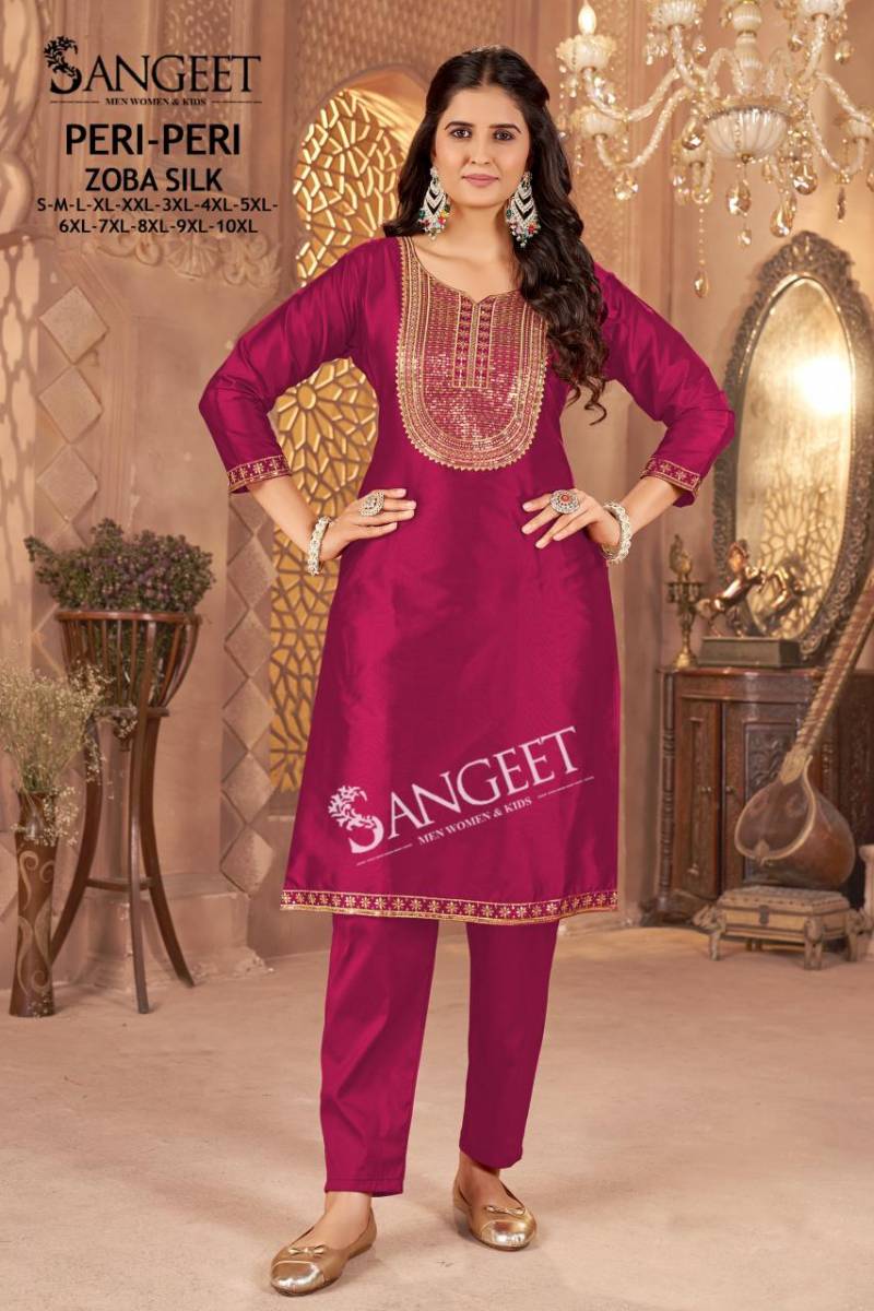 Sangeet Peri Peri Zoba Silk Womens Wear Kurti And Bottom Collection
