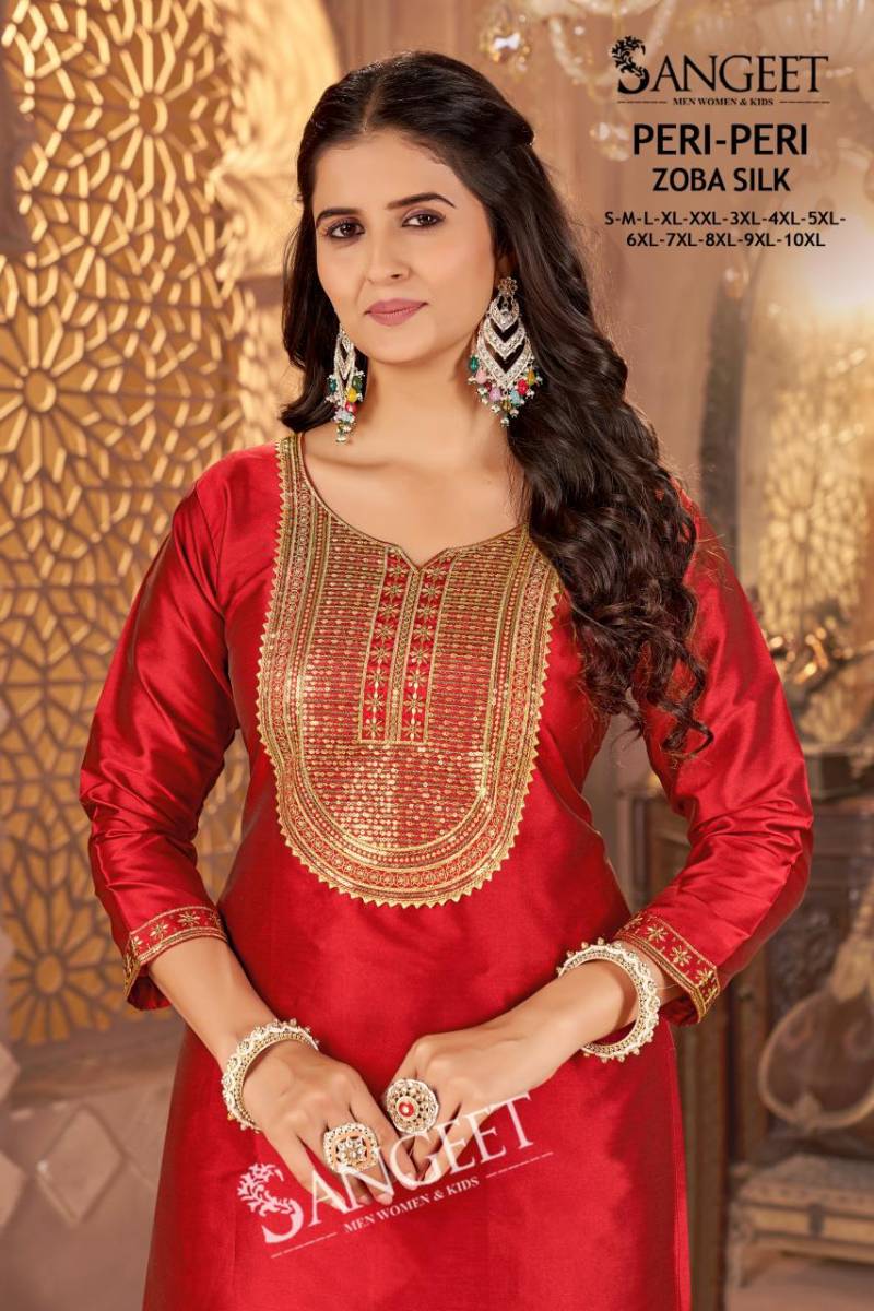 Sangeet Peri Peri Zoba Silk Womens Wear Kurti And Bottom Collection