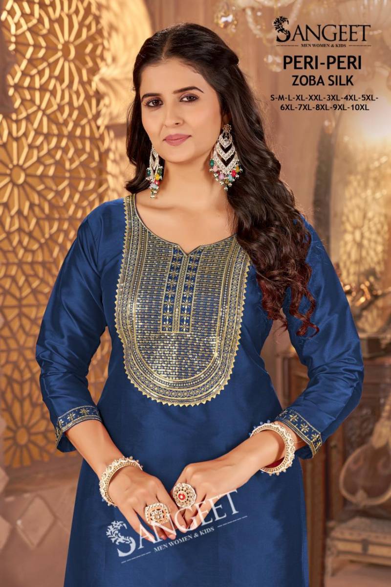 Sangeet Peri Peri Zoba Silk Womens Wear Kurti And Bottom Collection