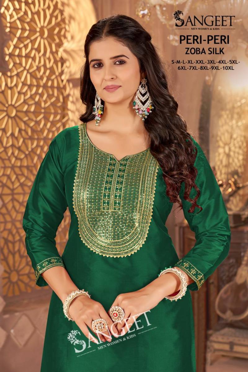 Sangeet Peri Peri Zoba Silk Womens Wear Kurti And Bottom Collection