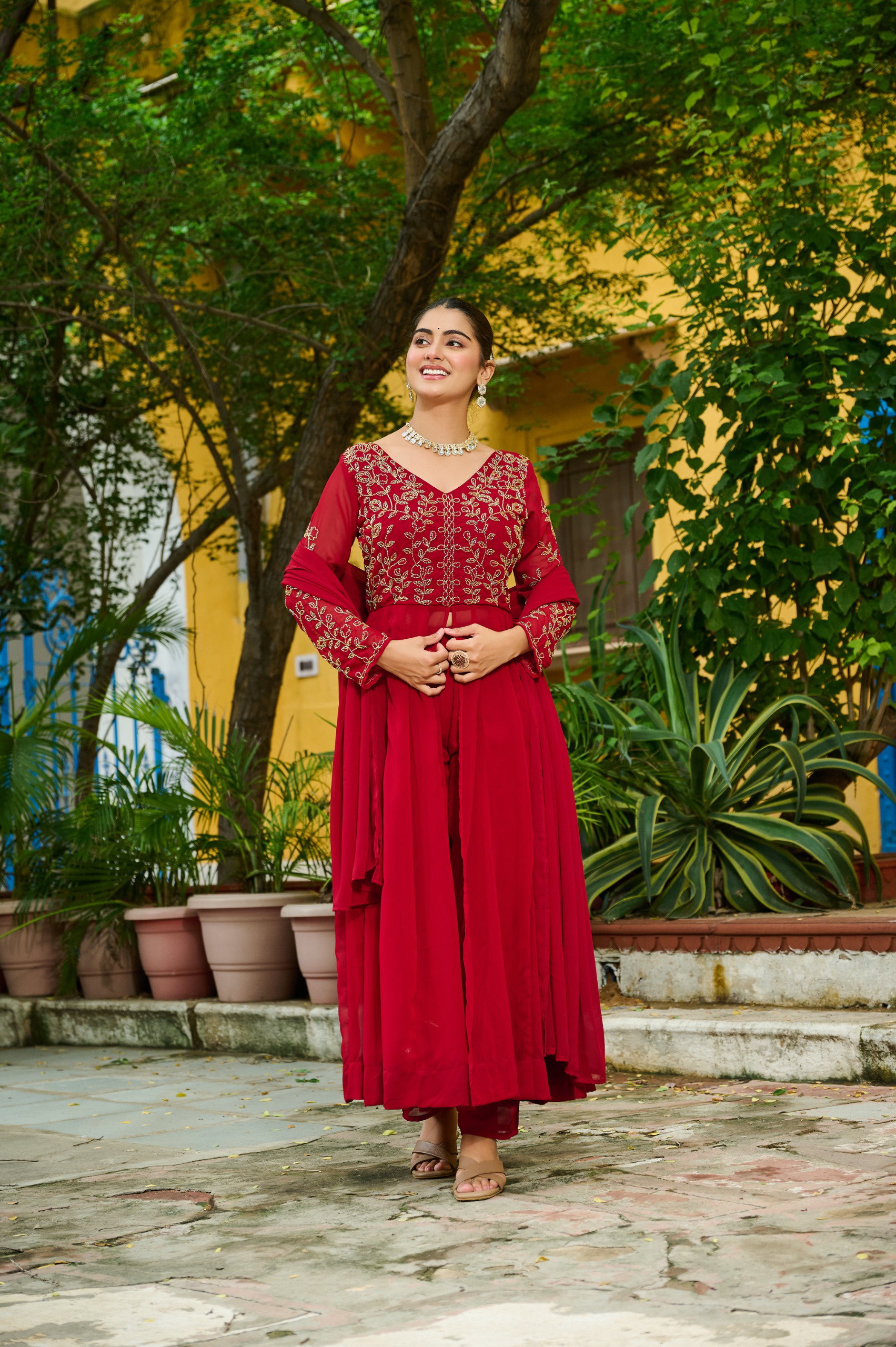 Lekha KA 1201 Faux Blooming Embroidery Kurti Pant With Dupatta