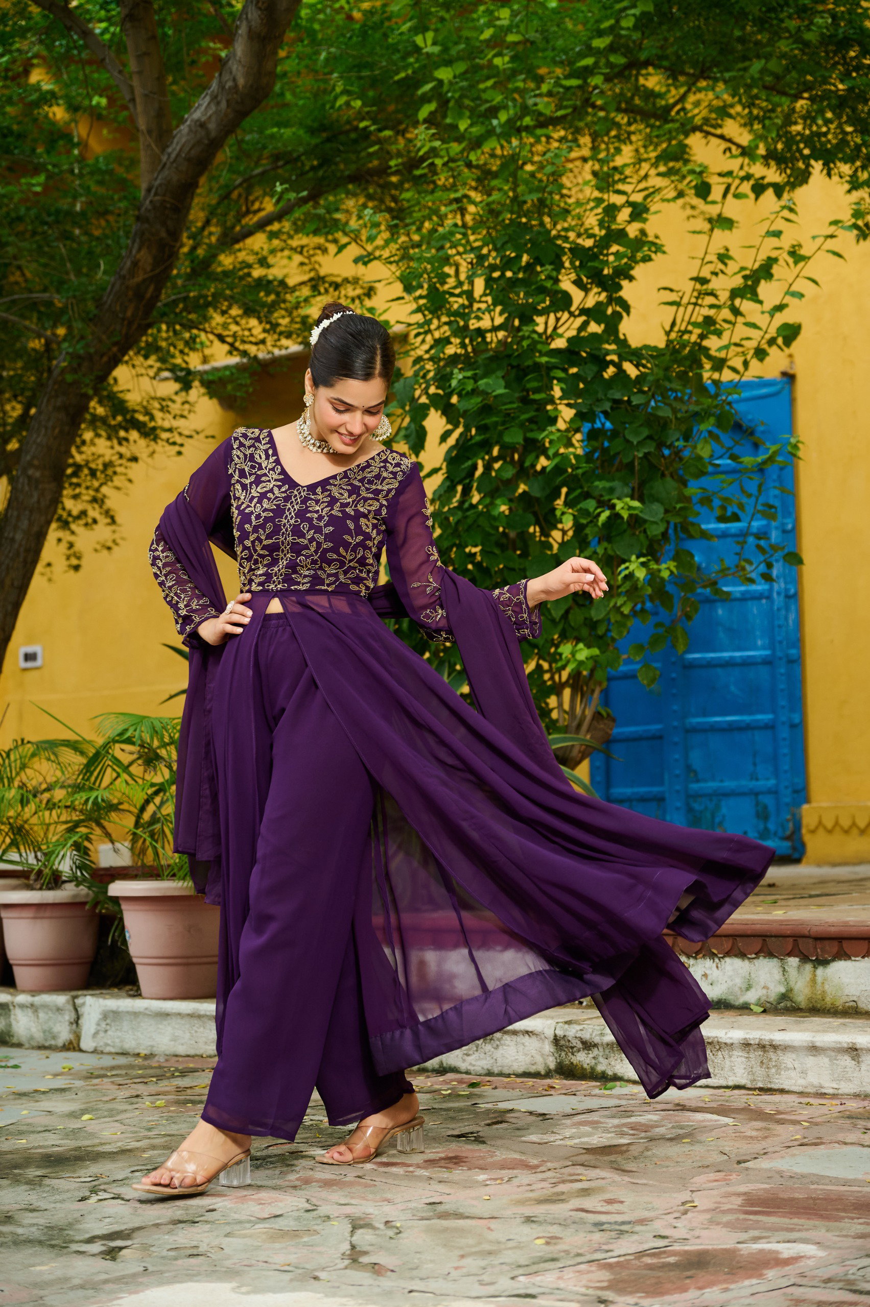 Lekha KA 1201 Faux Blooming Embroidery Kurti Pant With Dupatta