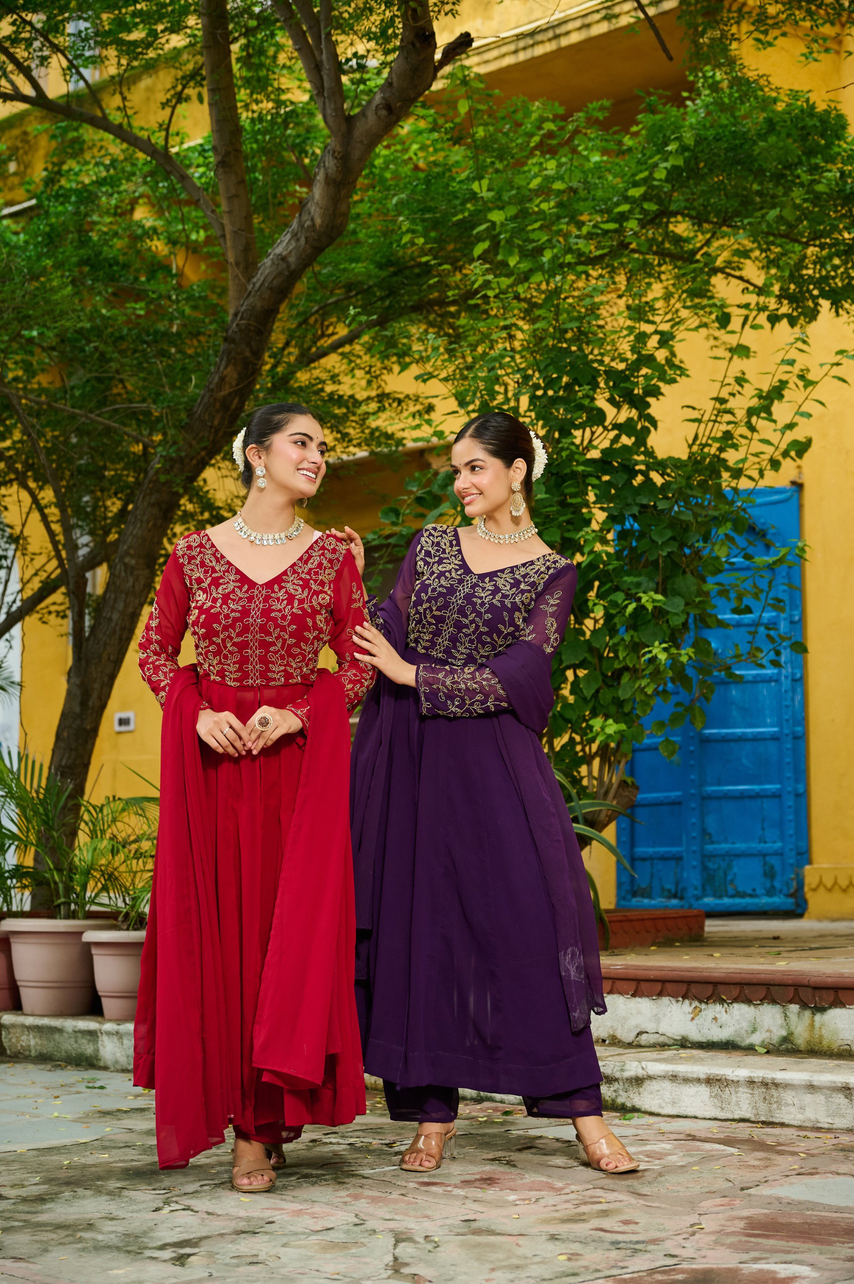 Lekha KA 1201 Faux Blooming Embroidery Kurti Pant With Dupatta
