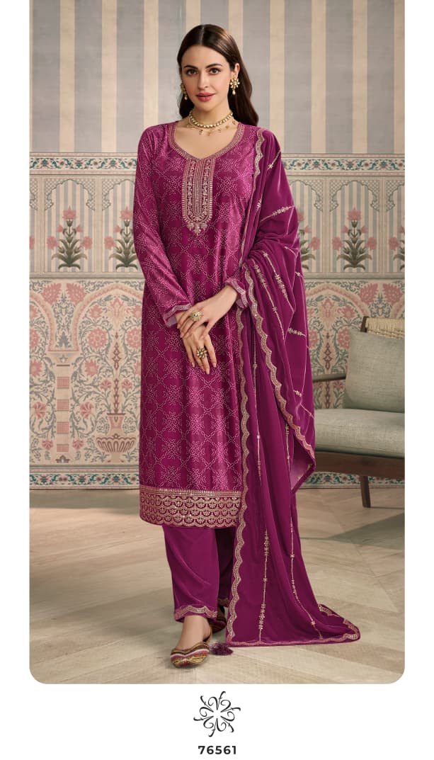 Vinay Kuleesh Mrinal Digital Printed Velvet Work Salwar Kameez