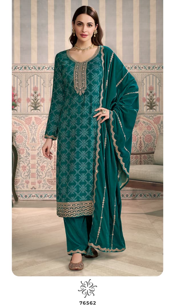Vinay Kuleesh Mrinal Digital Printed Velvet Work Salwar Kameez
