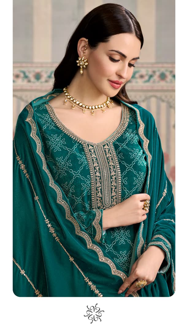 Vinay Kuleesh Mrinal Digital Printed Velvet Work Salwar Kameez