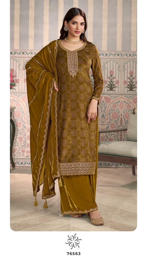 Vinay Kuleesh Mrinal Digital Printed Velvet Work Salwar Kameez
