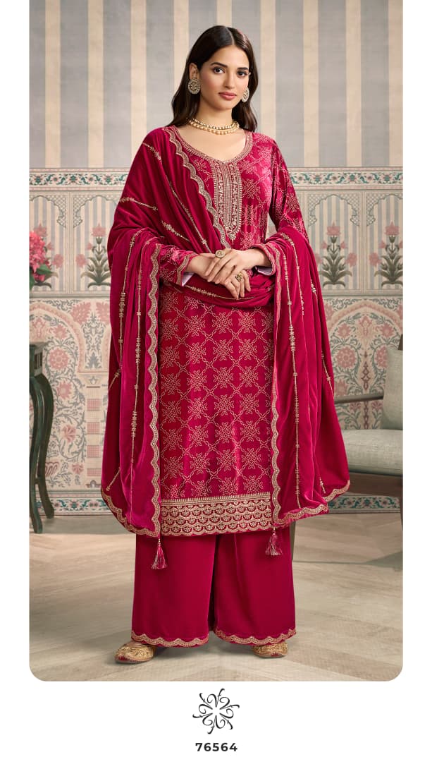 Vinay Kuleesh Mrinal Digital Printed Velvet Work Salwar Kameez