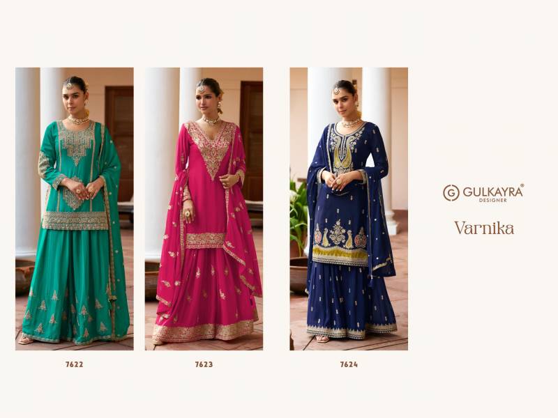 Gulkayra Varnika 7622 To 7624 Chinon Embroidery Salwar Kameez