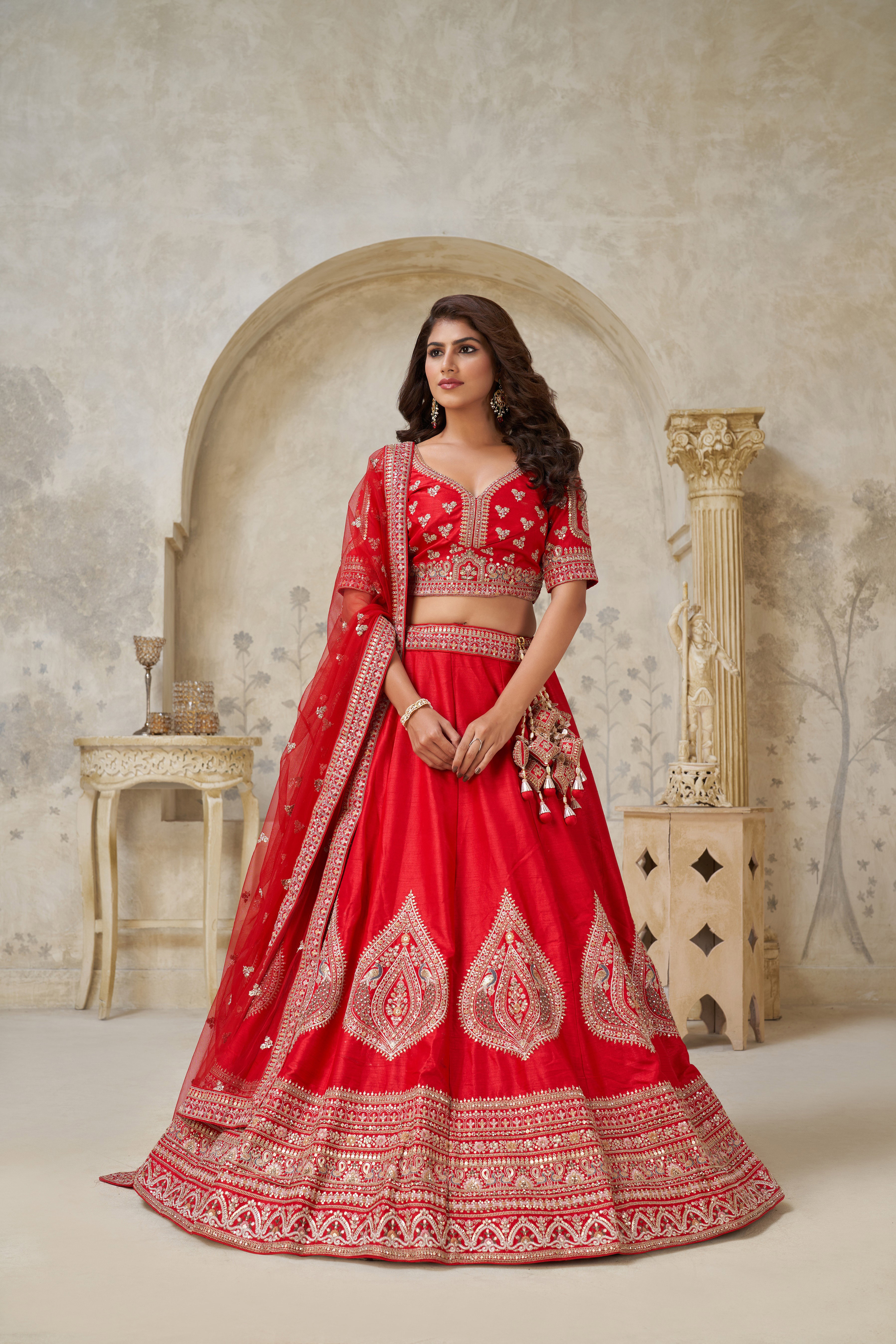 Kesar KF 2144 Red Silk Heavy Work Bridal Lehenga Choli
