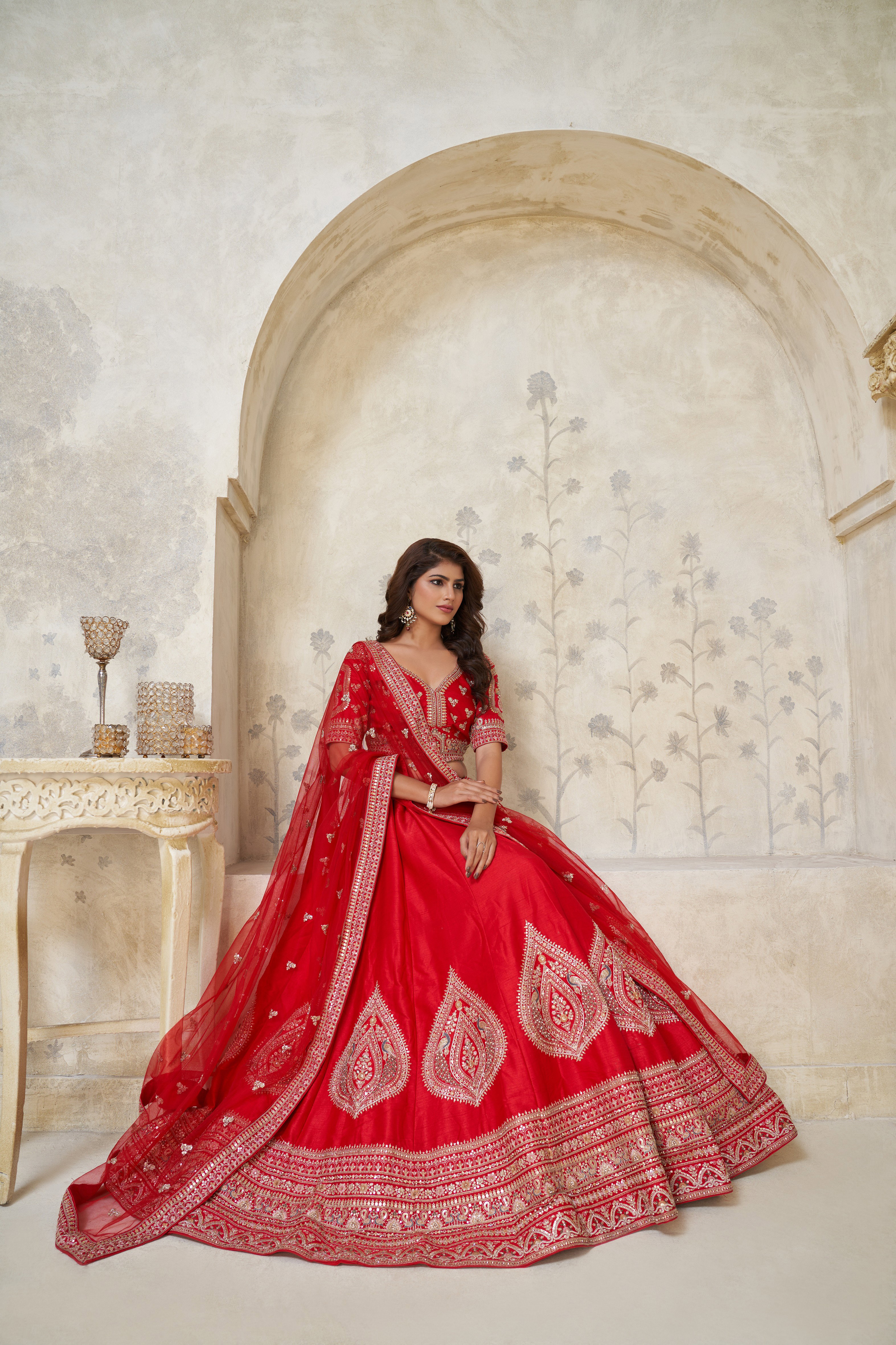 Kesar KF 2144 Red Silk Heavy Work Bridal Lehenga Choli