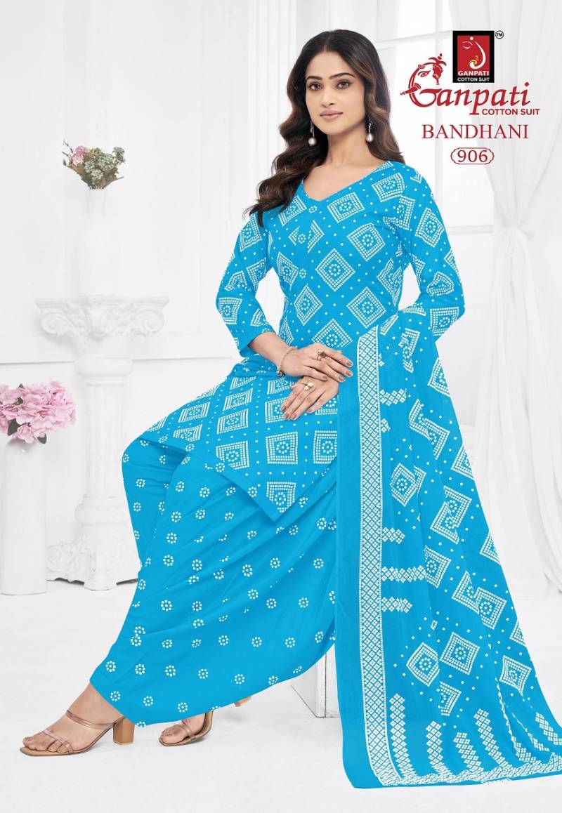 Ganpati Bandhani Vol 9 Cotton Printed Bandhej Dress Material