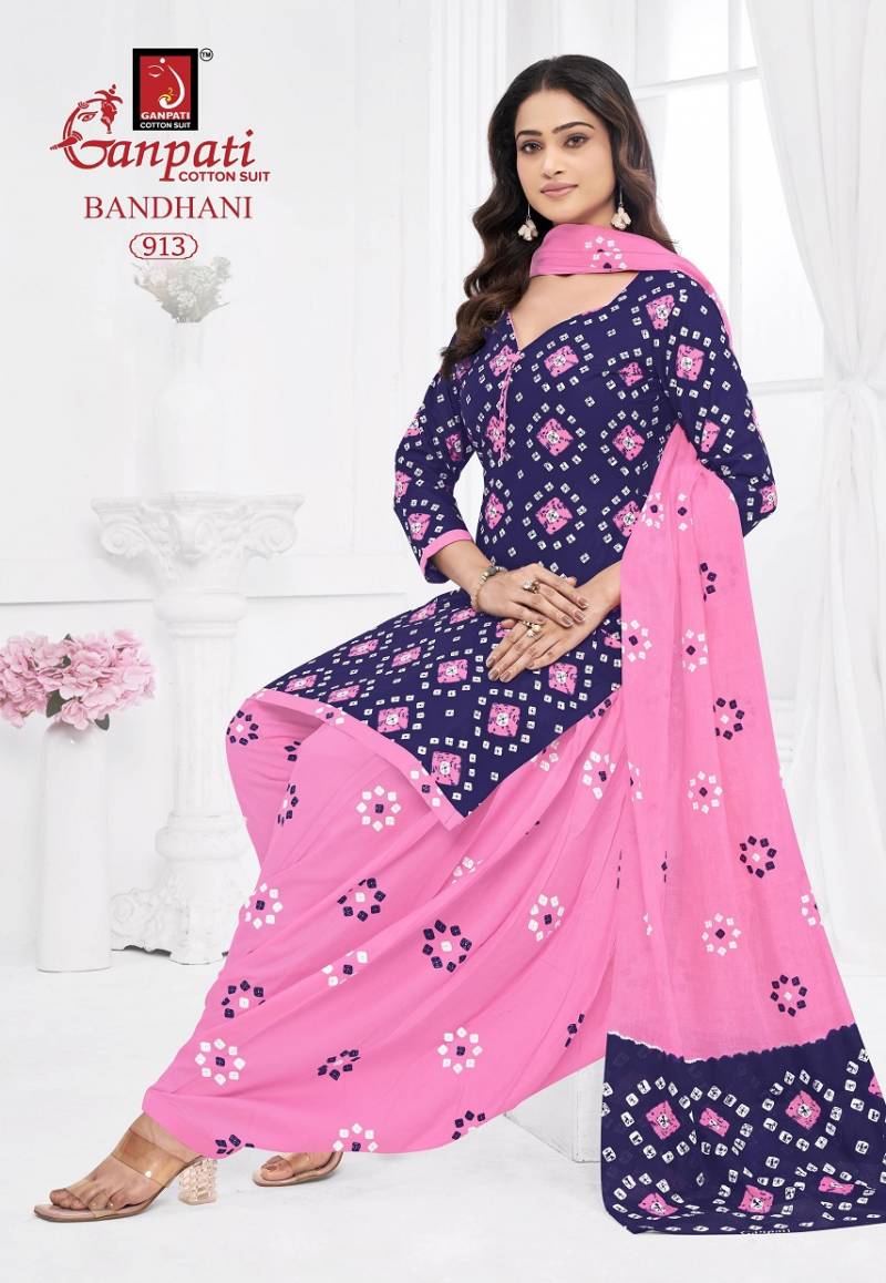 Ganpati Bandhani Vol 9 Cotton Printed Bandhej Dress Material