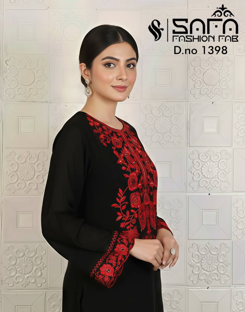 Safa Fashion Fab 1398 Tunic Georgette Top Bottom And Dupatta