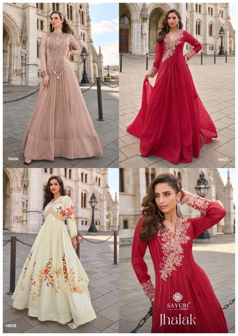 Sayuri Jhalak Crush Silk Embroidered Designer Gown Collection