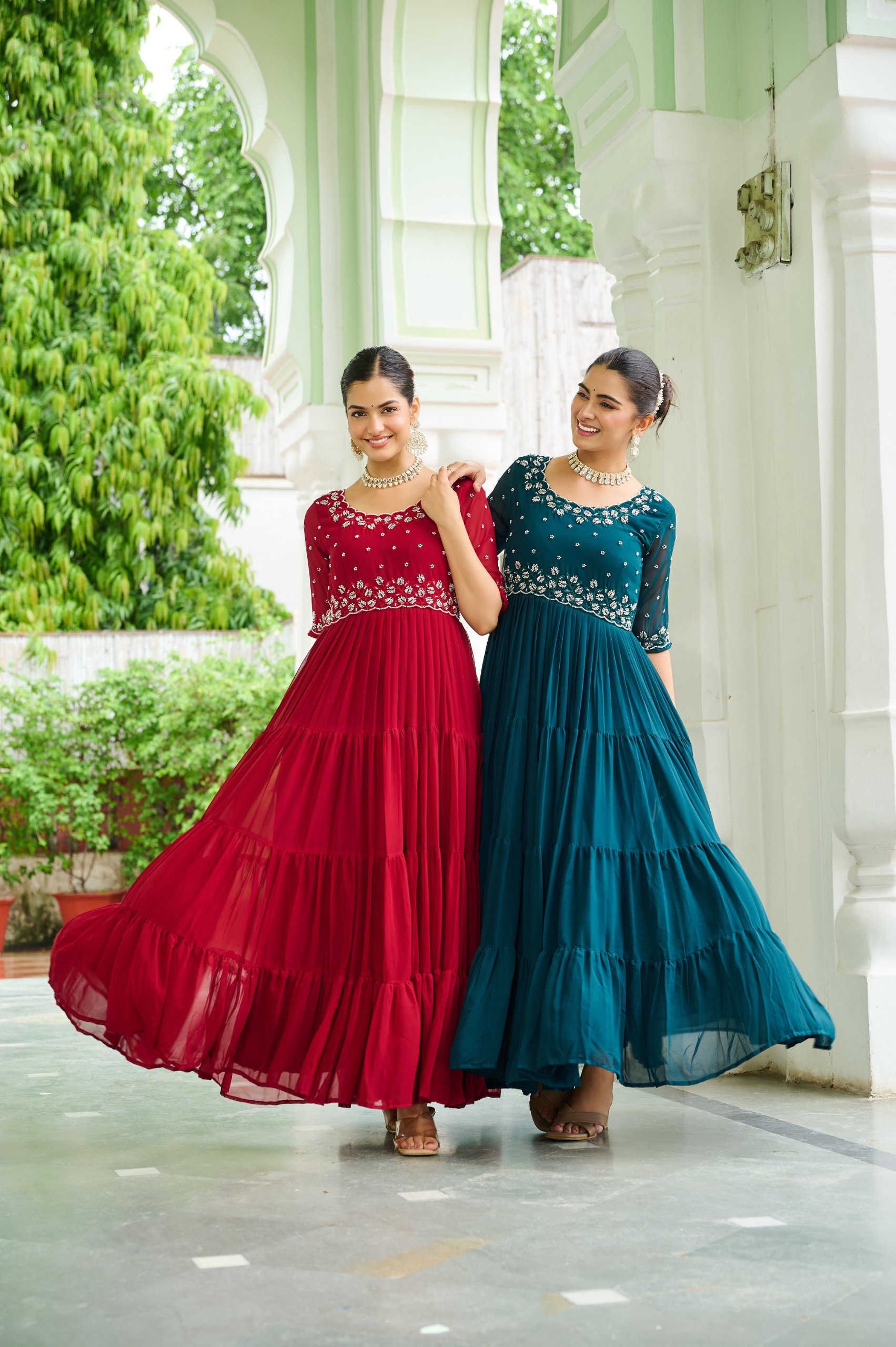Lekha KA 1112 2 Faux Blooming Beads Embroidery Work Gown Collection