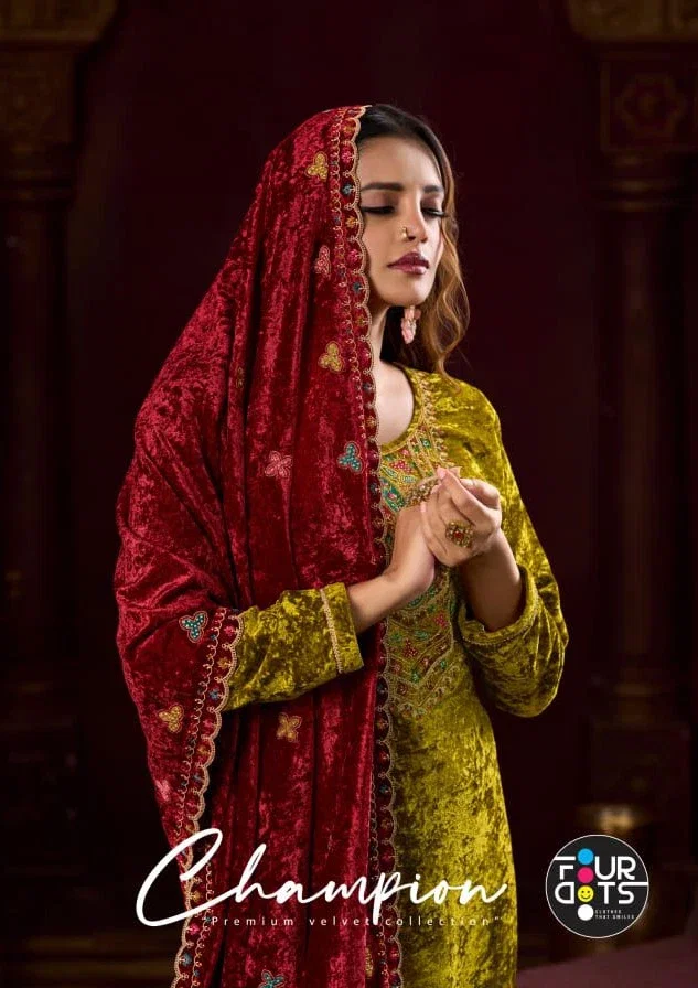 Four Dots Champion Makhmal Viscose Work Designer Salwar Kameez