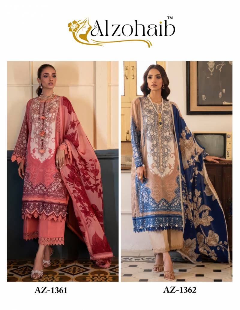 Alzohaib Az 1361 And 1362 Cotton Dupatta Cotton Pakistani Salwar Suits