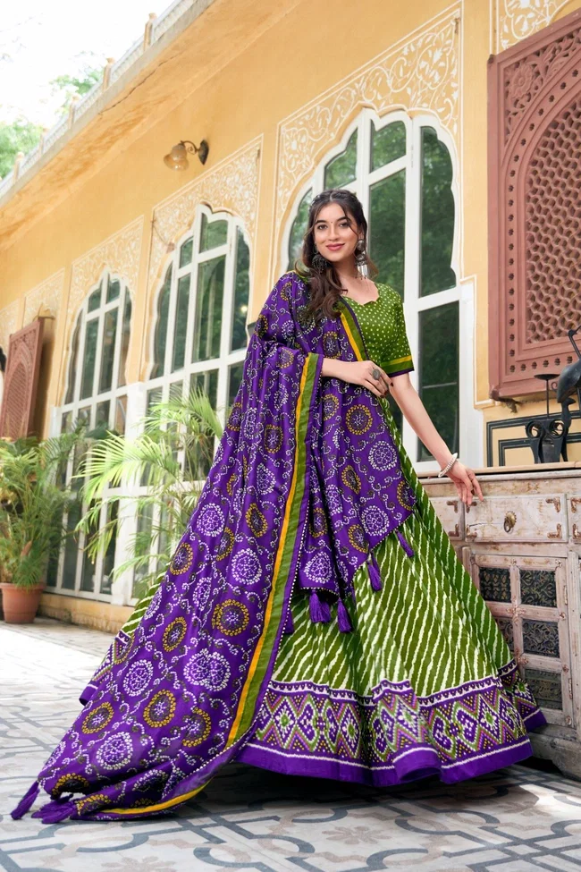 Lekha yf 1224 Leheriya Printed Tussar Silk Lehenga Choli Collection