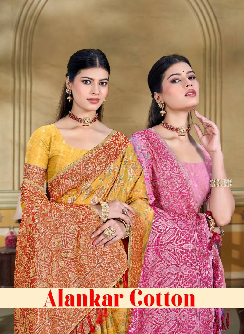 Bunawat Alankar Cotton Silk With Meena Worked Sangam Printed Saree Collection