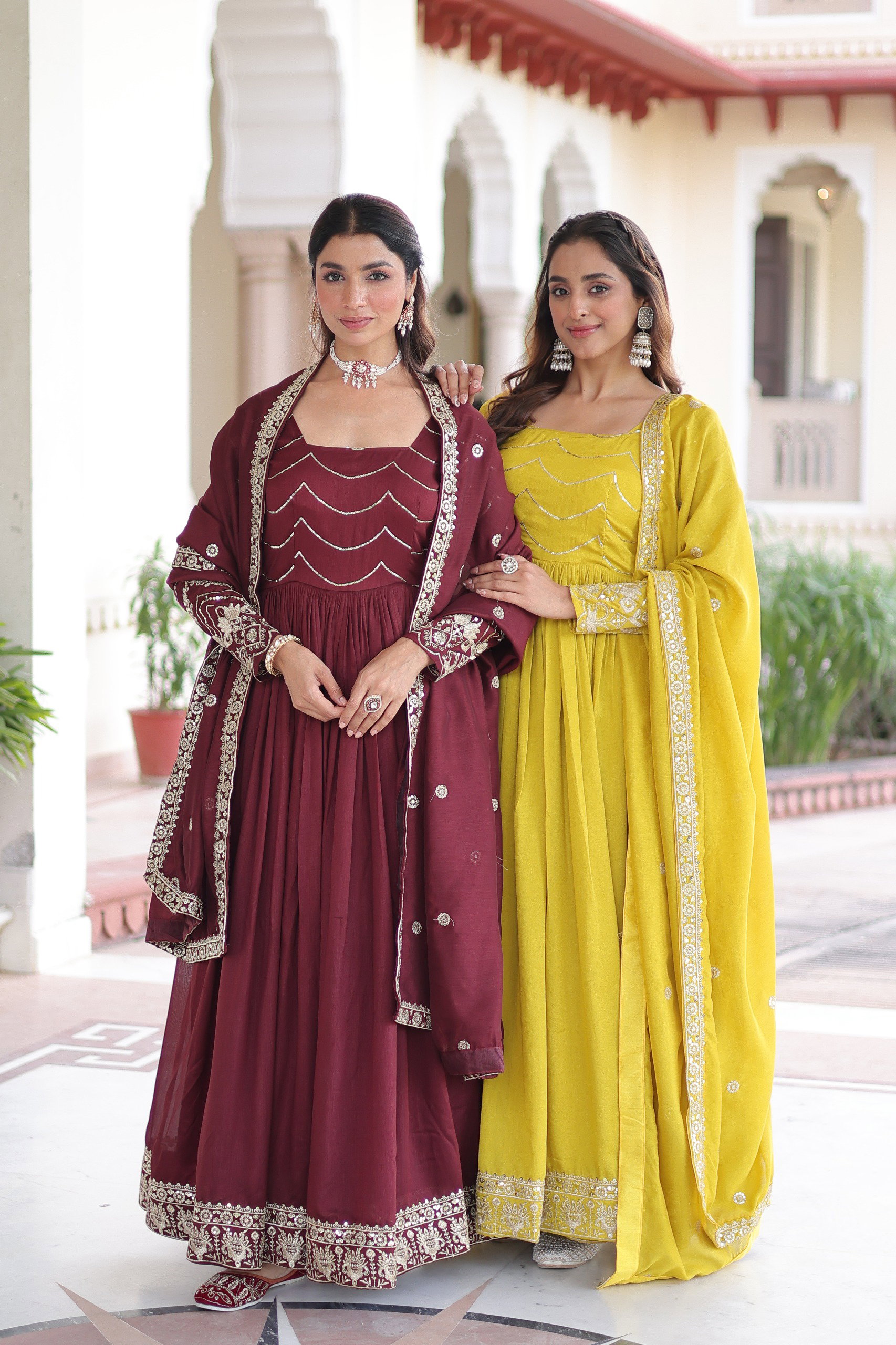 Lekha KA 1208 Vichitra Silk Sequins Embroidery Gown With Dupatta Collection