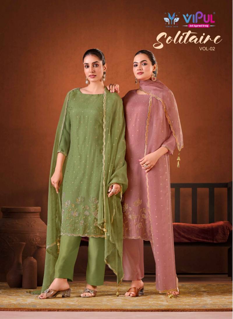 Vipul Solitaire Vol 2 Crinkle Chiffon Beads Designer Salwar Kameez