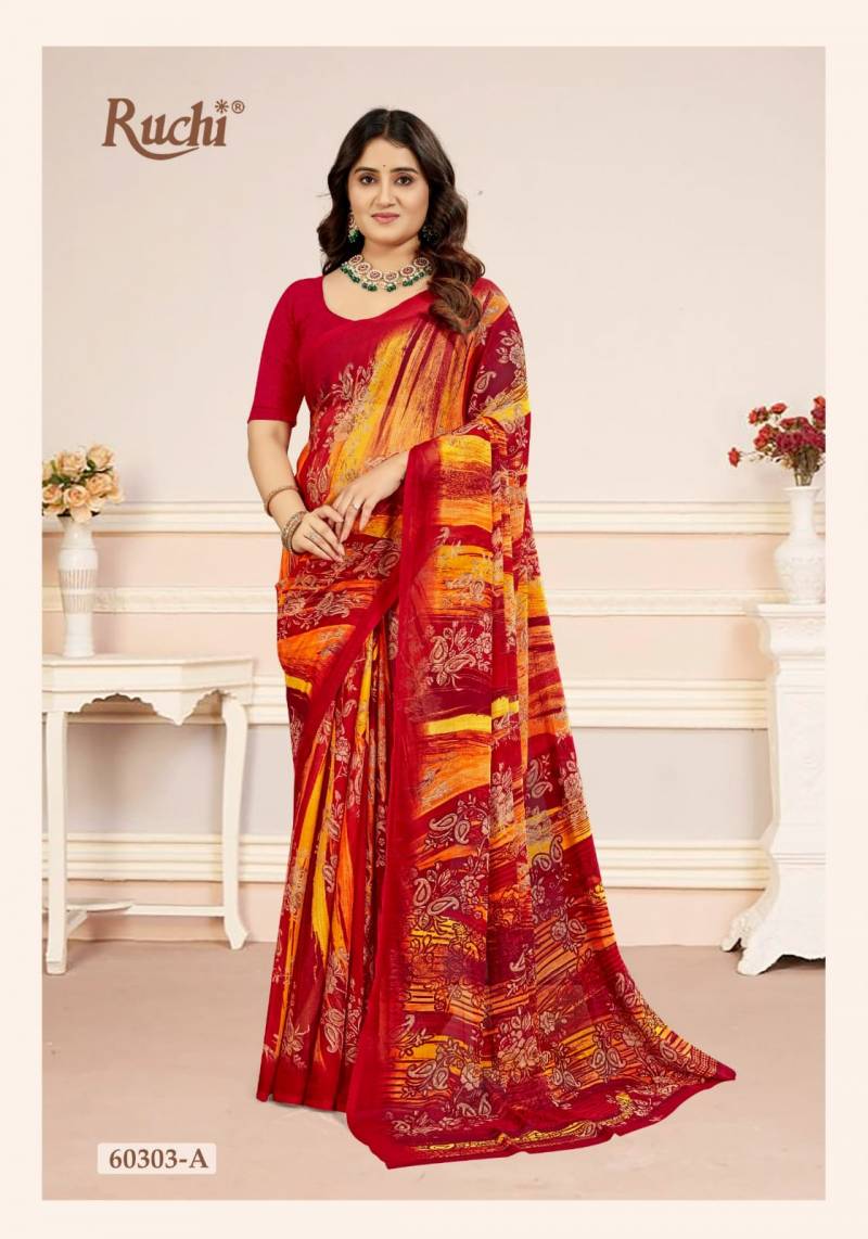 Ruchi Star Chiffon 218 Chiffon Printed Casual Wear Saree Collection