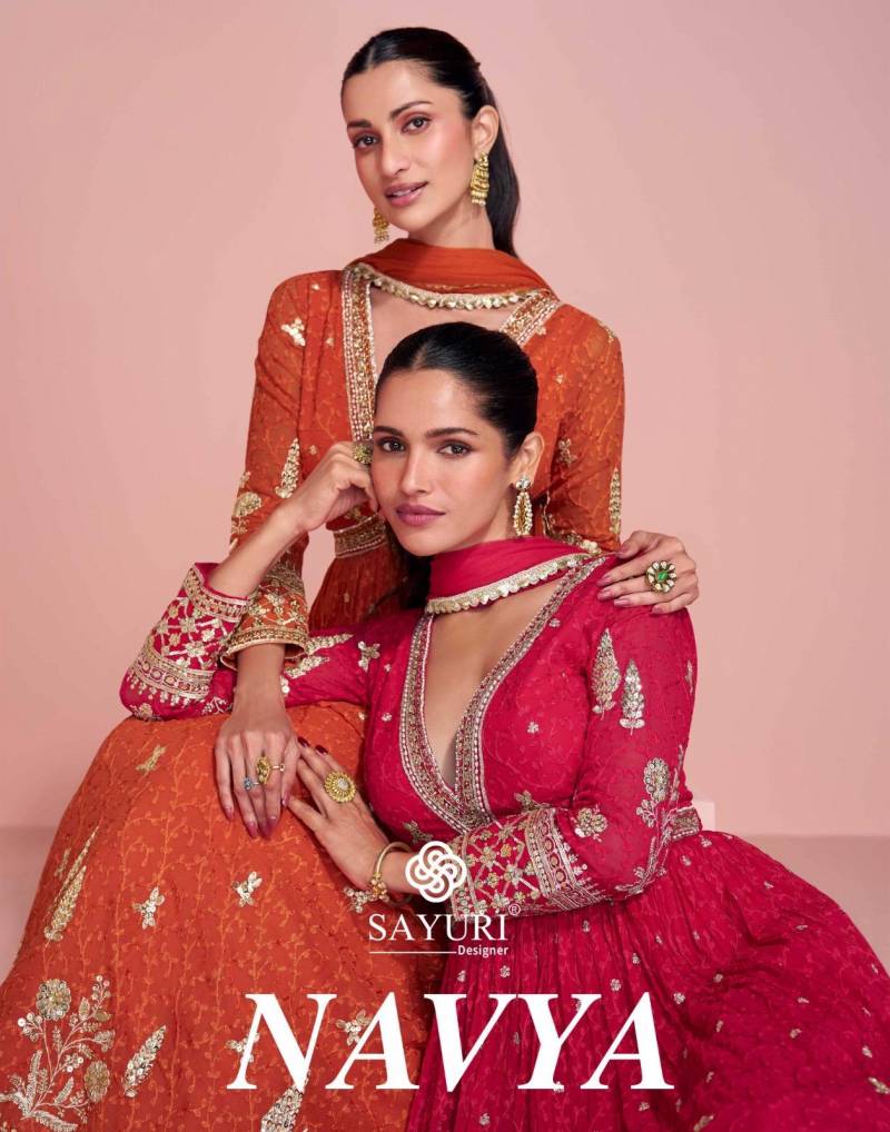Sayuri Navya Georgette Embroidered Festival Wear Gown Collection