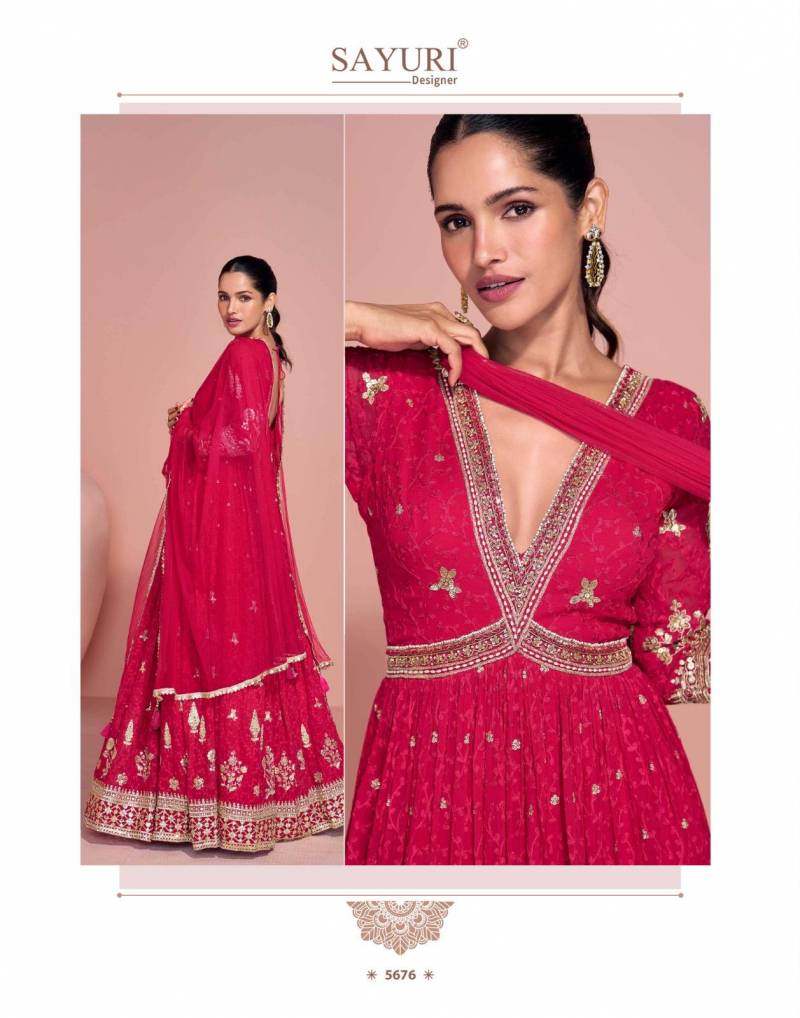 Sayuri Navya Georgette Embroidered Festival Wear Gown Collection