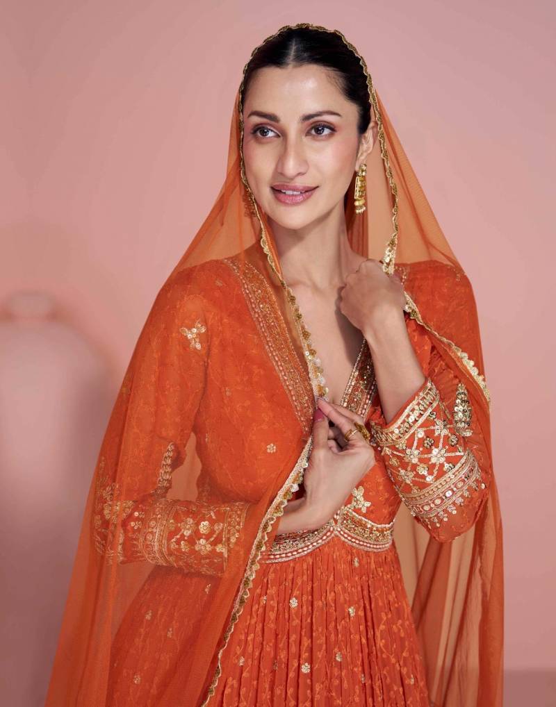 Sayuri Navya Georgette Embroidered Festival Wear Gown Collection