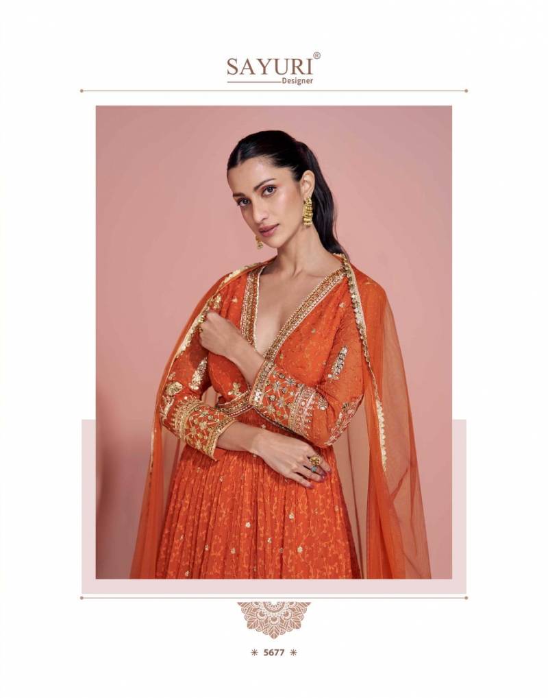 Sayuri Navya Georgette Embroidered Festival Wear Gown Collection