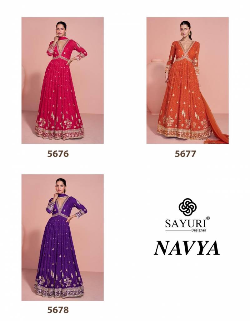 Sayuri Navya Georgette Embroidered Festival Wear Gown Collection
